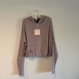 Kittenish Purple Gray Cropped Hoodie Sweatshirt